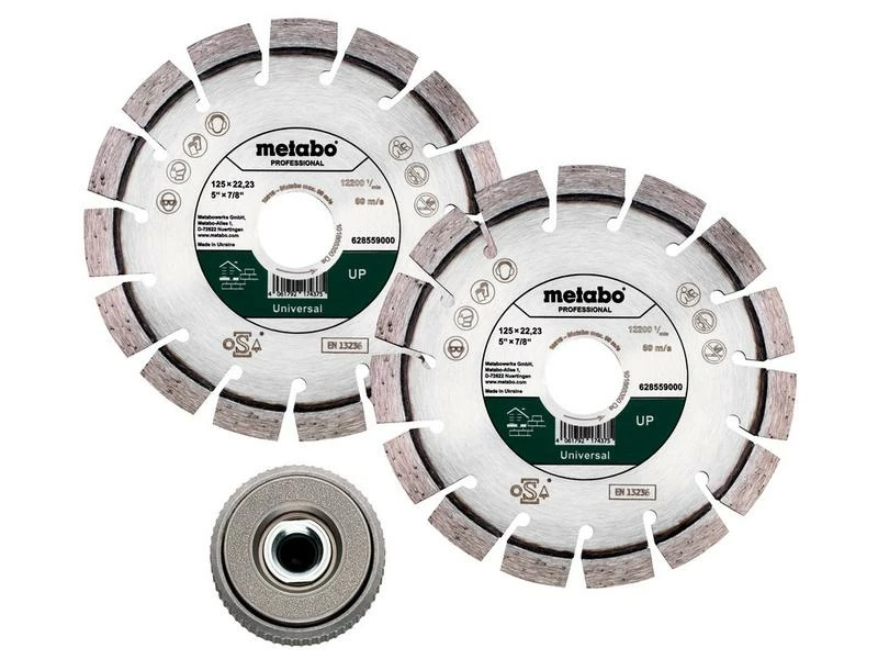 Metabo Diamanttrennscheiben Set 125 mm mit Spannmutter M14 1 Metabo Diamanttrennscheiben Set 125 mm mit Spannmutter M14