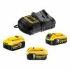 DeWalt Basis-Set XR Ladegerät & 3x 18 V 5 Ah Akku
