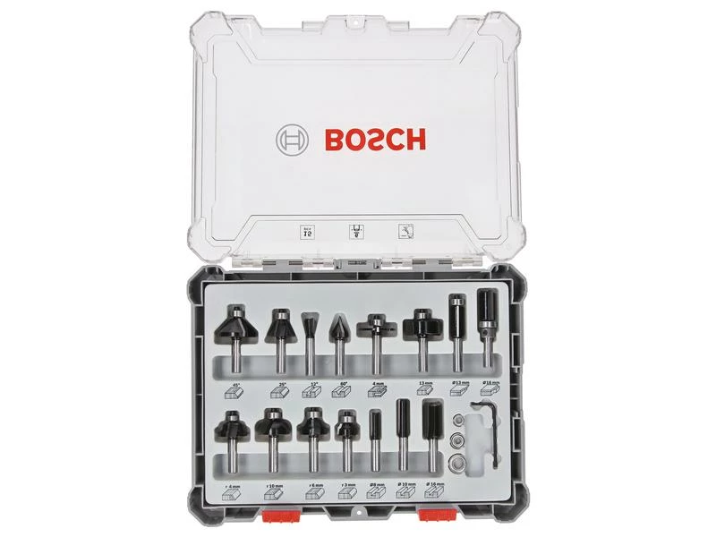Bosch Professional Fräserset 6 mm-Schaft, 15-teilig 1 Bosch Professional Fräserset 6 mm-Schaft, 15-teilig
