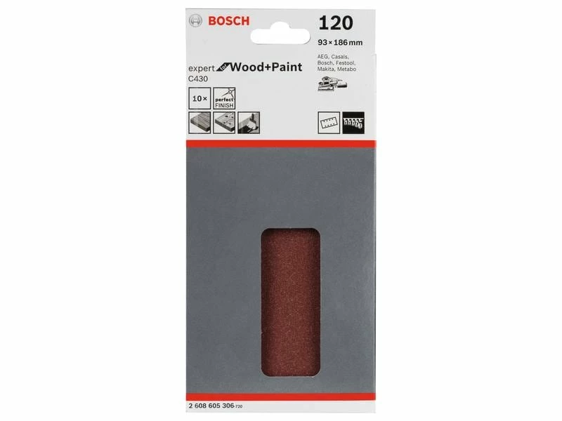 Bosch Professional Schleifblatt C430 93 x 186 cmm, K 120, 10 Stück 2 Bosch Professional Schleifblatt C430 93 x 186 cmm, K 120, 10 Stück – Bild 2
