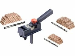 Kwb Dübelbohrlehre mit Holzdübeln und Spiralbohrer