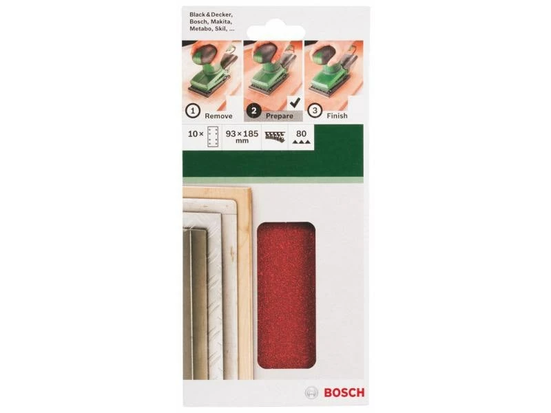 Bosch Schleifblatt-Set K 80 10-teilig 2 Bosch Schleifblatt-Set K 80 10-teilig – Bild 2