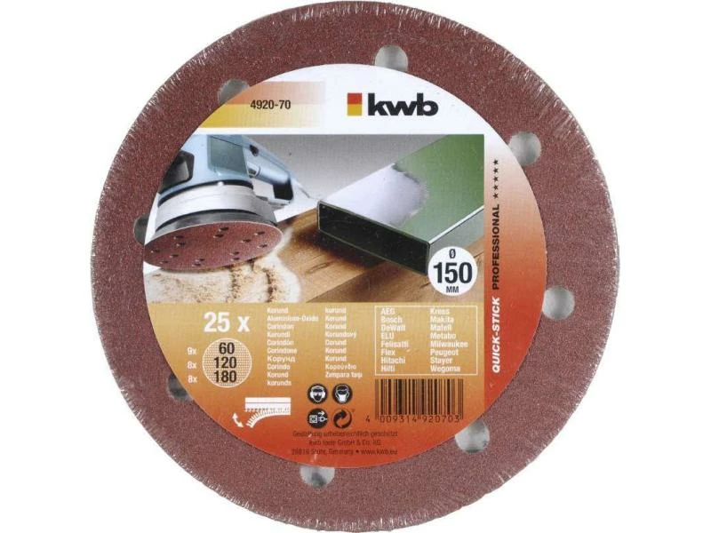 Kwb Schleifscheibe Ø 150 mm gelocht, 25 Stk. 2 Kwb Schleifscheibe Ø 150 mm gelocht, 25 Stk. – Bild 2