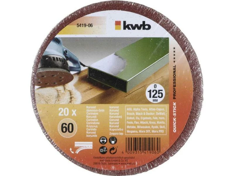 Kwb Schleifscheibe 125mm K60 20 Stk. 2 Kwb Schleifscheibe 125mm K60 20 Stk. – Bild 2