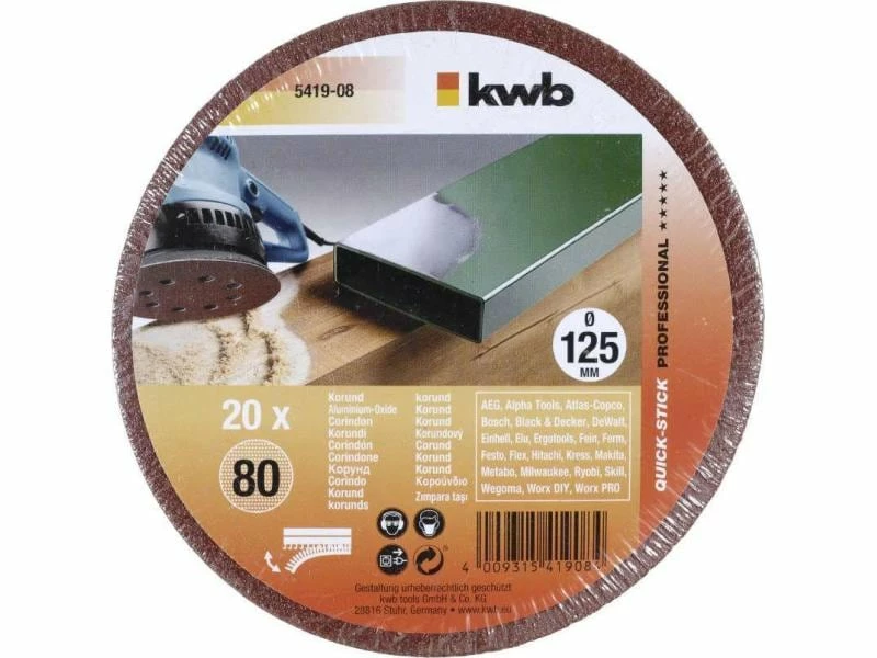 Kwb Schleifscheibe 125mm K80 20 Stk. 2 Kwb Schleifscheibe 125mm K80 20 Stk. – Bild 2