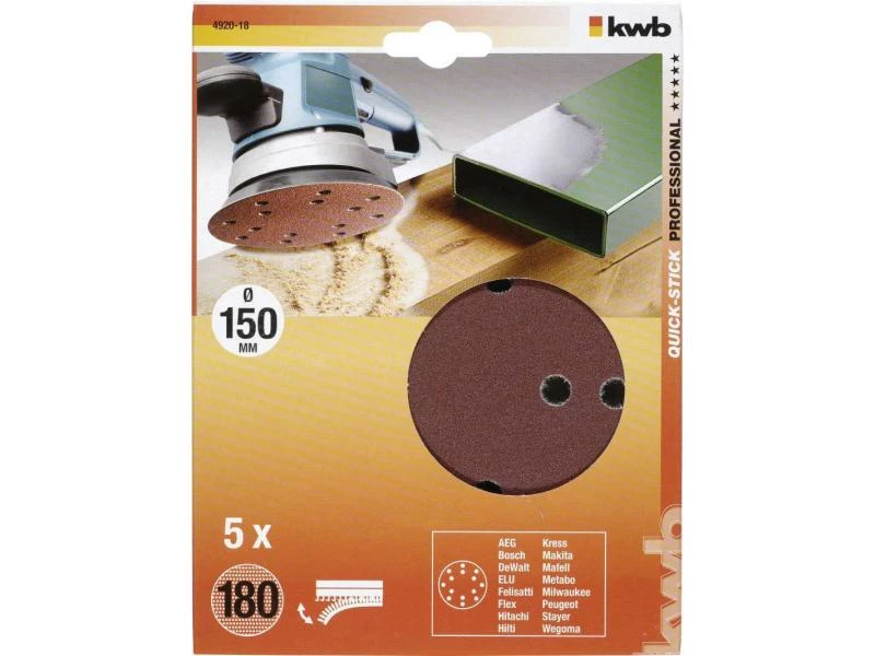 Kwb Schleifscheibe 150mm K180 5 Stk. 2 Kwb Schleifscheibe 150mm K180 5 Stk. – Bild 2